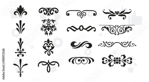 Decorative swirls dividers. Old text delimiter, calligraphic swirl ornaments and vintage divider, retro borders. Isolated decoration lines design elegant curves ornamental frame set