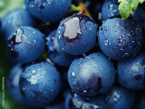 Wallpaper Mural close up of fresh wet dark blue grapes Torontodigital.ca
