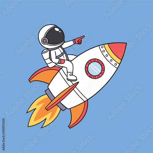 Cute Astronaut Soaring in a Rocket