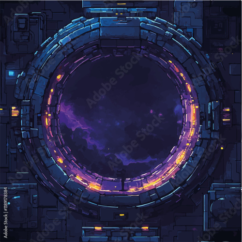 Vektorisiert aus derm Package: rpg, fantasy, game, board, symmetrisch, neon, nerd, außerirdisch, ufo, trek, wars, Allianz, portal, planet, galaxy, 