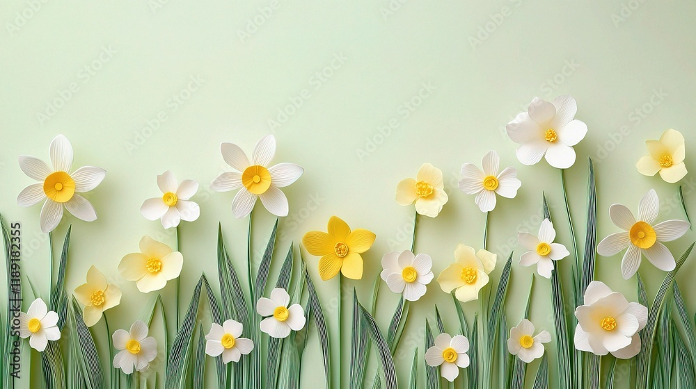 Beautiful Spring Flowers Arranged with Ample Copy Space for Design Beautiful Spring Flowers Arranged with Ample Copy Space for Design