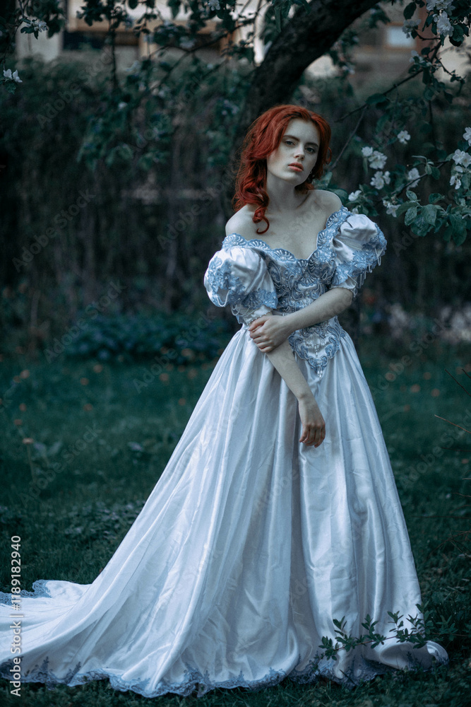 fine art portrait of redhead woman in historical vintage dress fine art portrait of redhead woman in historical vintage dress