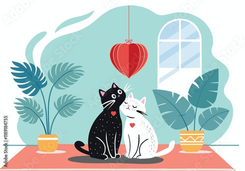 background with two cats in love