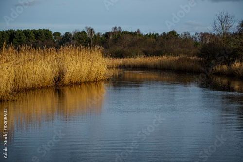 Latvian landscape with river Abava Near Kandava town in late autumn photo