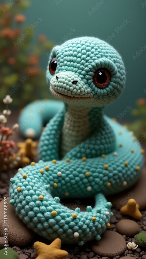 Fototapeta premium realistic highly detailed crochet of a eel with a nature background