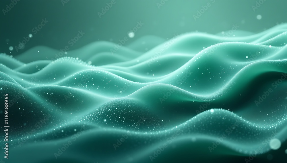 Obraz premium Abstract Teal Wave Digital Art: A Serene Digital Landscape