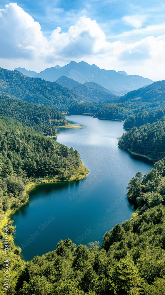 Breathtaking mountain lake surrounded by lush greenery Breathtaking mountain lake surrounded by lush greenery