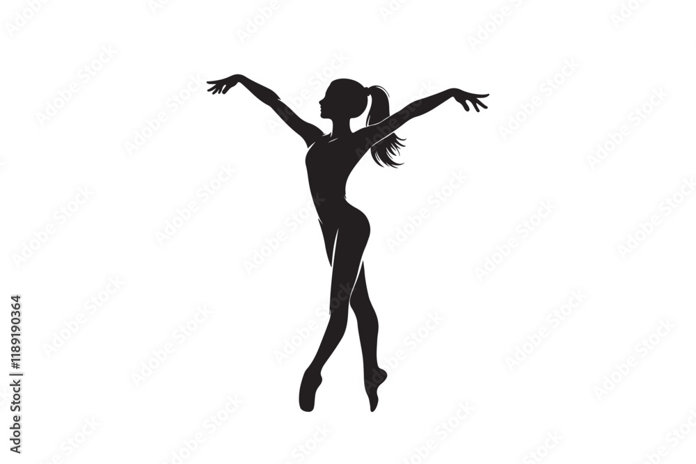 gymnast girl silhouette vector illustration isolated on a white background gymnast girl silhouette vector illustration isolated on a white background