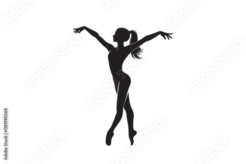 gymnast girl silhouette vector illustration isolated on a white background