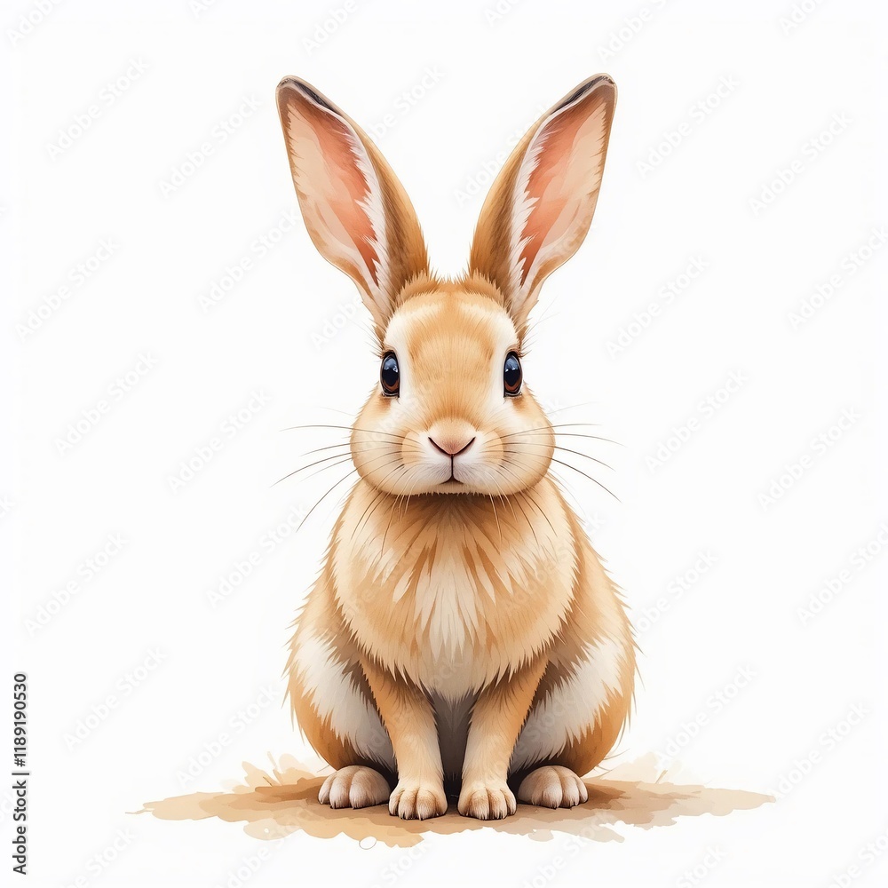 Fototapeta premium Adorable Light Brown Bunny Rabbit Sitting Cute Pet Animal Portrait Easter