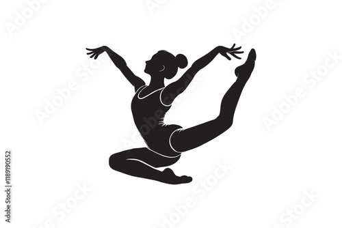 gymnast girl silhouette vector illustration isolated on a white background