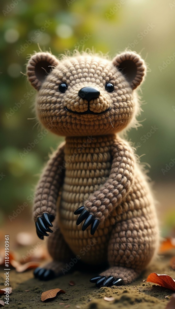 realistic highly detailed crochet of a mole with a nature background realistic highly detailed crochet of a mole with a nature background