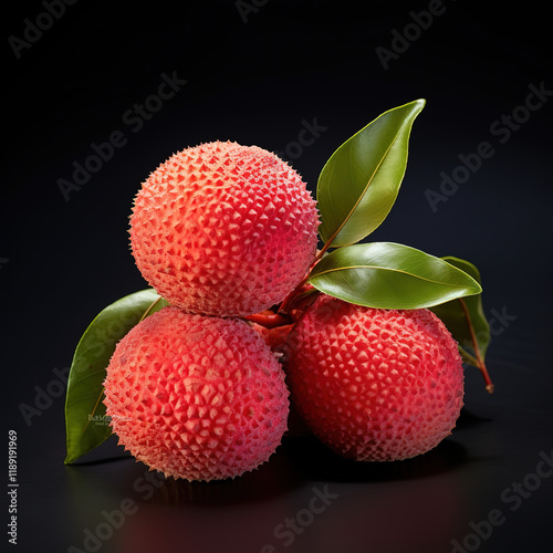 lychee with black background photo