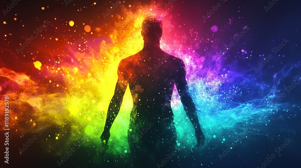 Abstract Human Silhouette with Colorful Energy - Vibrant Design Digital Art
Abstract Human Silhouette with Colorful Energy - Vibrant Design Digital Art