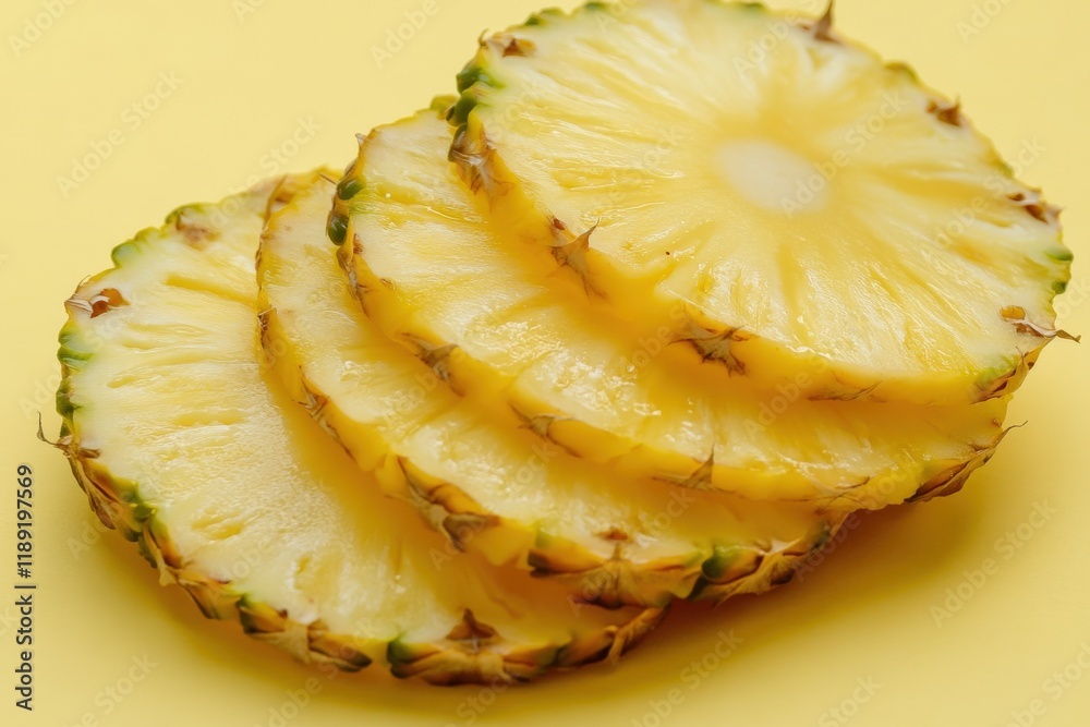 sliced pineapple against a yellow background sliced pineapple against a yellow background