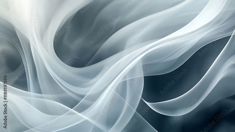 Obraz premium Abstract Gray and White Swirling Wave Design