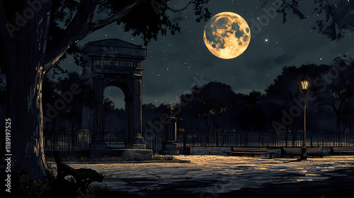 Urban nightscapes nighttime monuments. Nightstone. Illustration photo