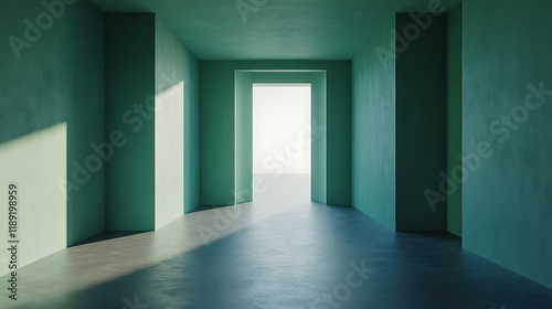 Teal Room Interior Minimalist Design Bright Light