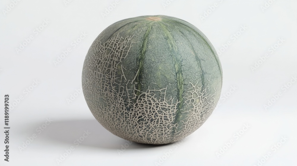 Close-up of a cantaloupe on a white background Close-up of a cantaloupe on a white background
