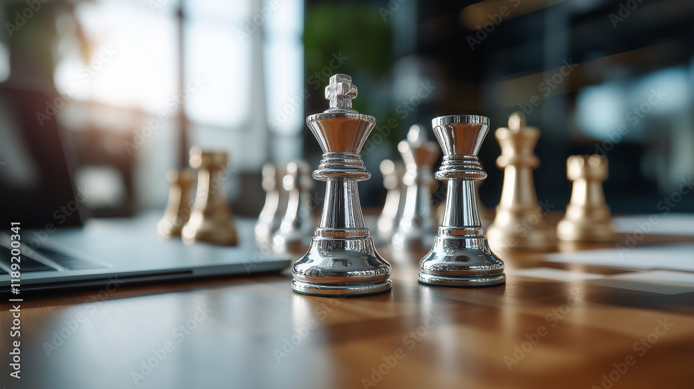 close up of silver and gold chess pieces on wooden table close up of silver and gold chess pieces on wooden table