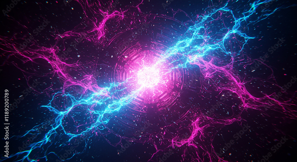 Abstract Neon Pink and Blue Energy Collision Glowing Plasma Dynamic Light Streaks Futuristic Abstract Neon Pink and Blue Energy Collision Glowing Plasma Dynamic Light Streaks Futuristic