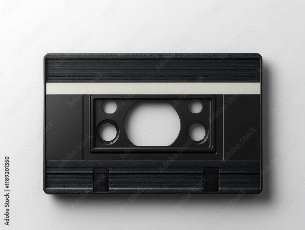 Obraz premium close up of a blank black audio cassette tape