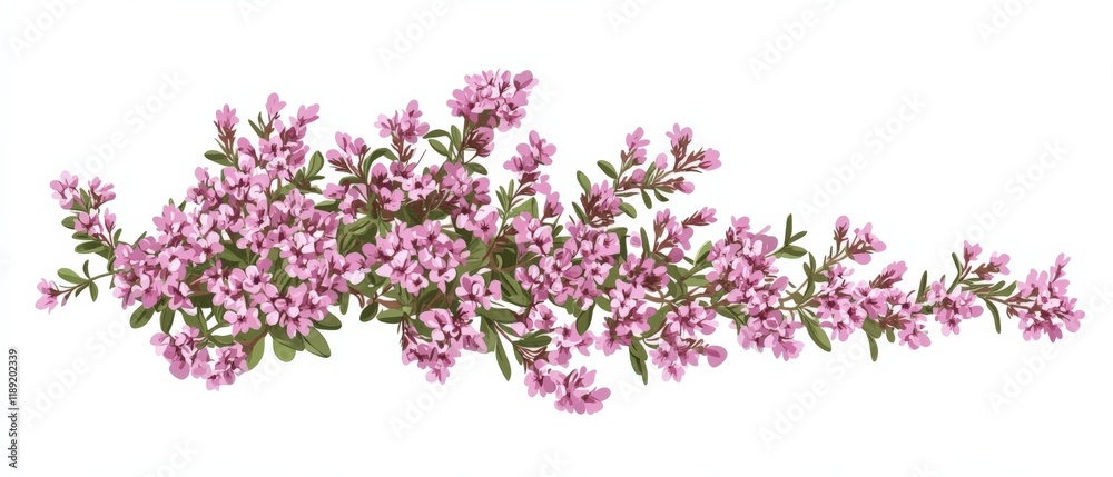 Pink flowering branches on a white background Pink flowering branches on a white background