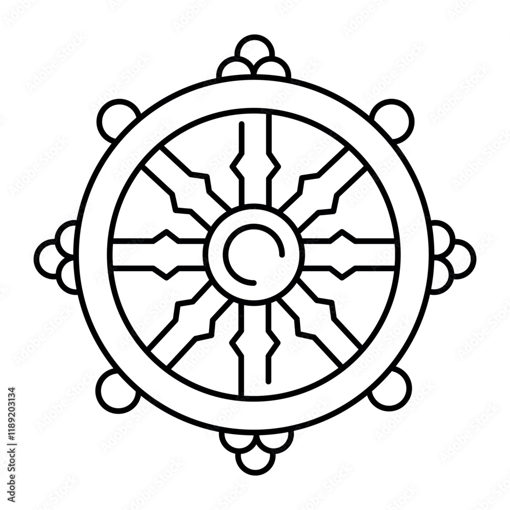 Obraz premium Dharma line icon. Dharmachakra in Buddhism.