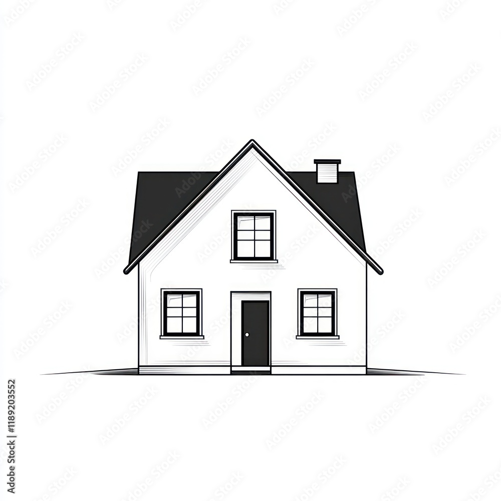 Simple house illustration, white background, design element, real estate Simple house illustration, white background, design element, real estate
