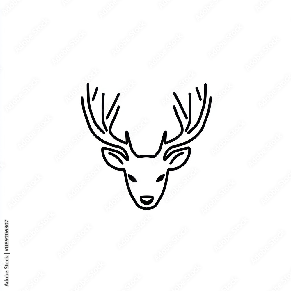 Naklejka premium Elegant deer head line art, white background, logo design