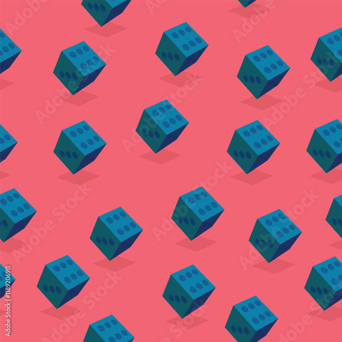 Pattern Dice Shadow with theme color blue and red