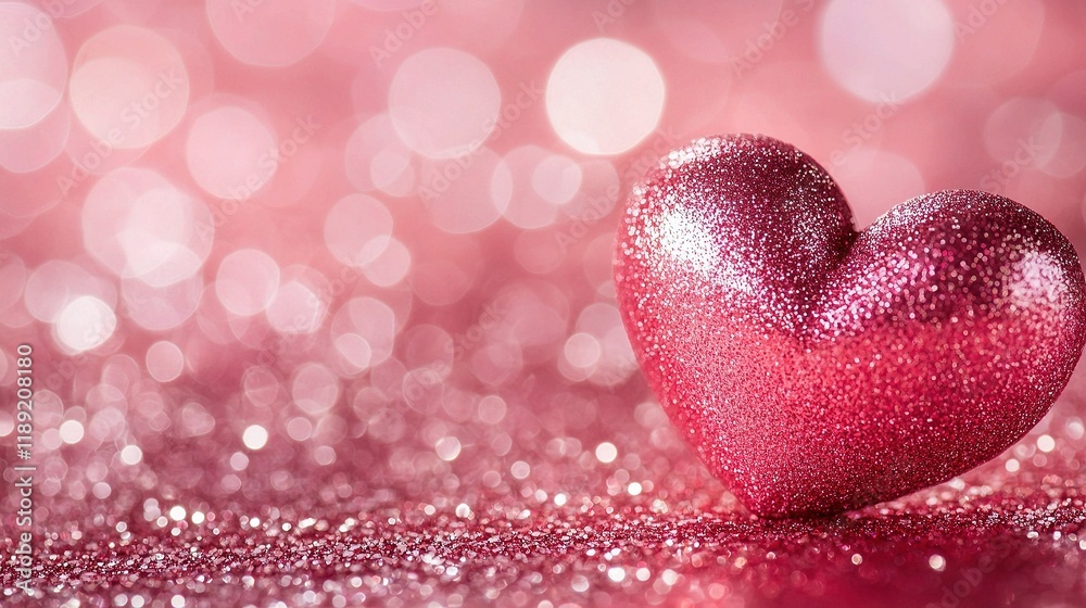 Obraz premium Sparkling Pink Abstract Background with Heart and Subtle Details