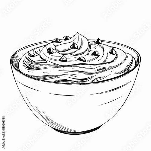 Creamy dessert topped with chocolate chips, black and white