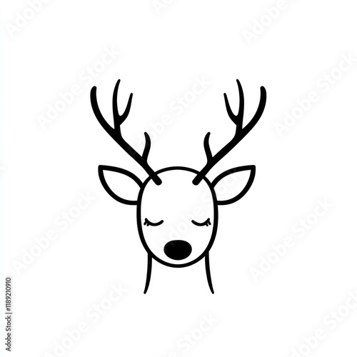 Reindeer illustration, simple design, white background, holiday card photo