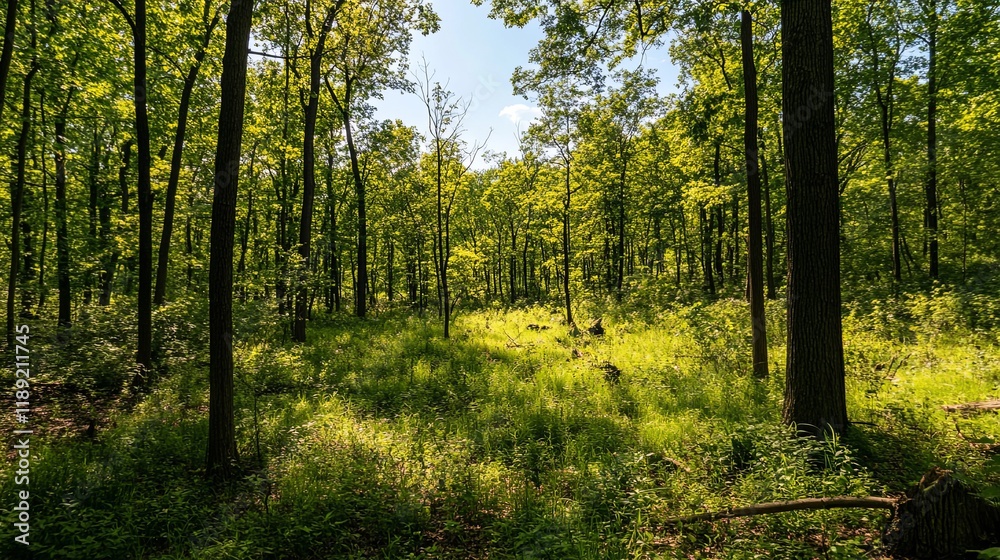 Sunlit Forest Path: A Serene Woodland Scene in Impressionistic Light Sunlit Forest Path: A Serene Woodland Scene in Impressionistic Light