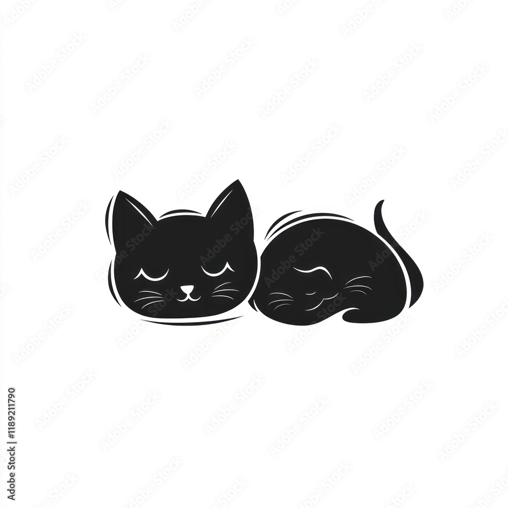 Sleeping kittens, cuddling, white background, illustration, pet adoption Sleeping kittens, cuddling, white background, illustration, pet adoption