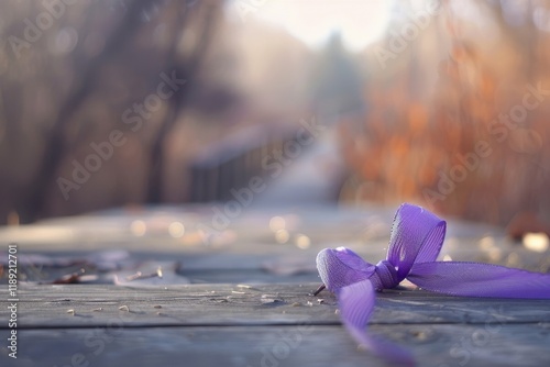 Purple ribbon symbolizes unity and empowerment on International Womens Day photo