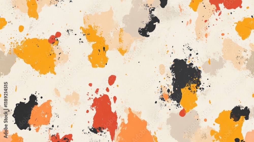 Abstract seamless pattern with colorful paint splatters on beige background. Abstract seamless pattern with colorful paint splatters on beige background.