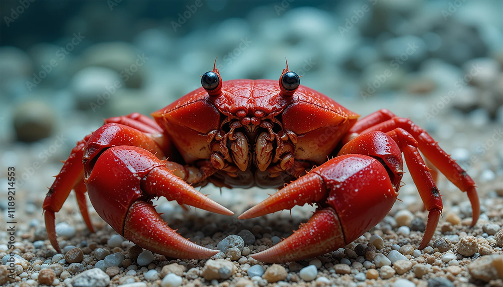 Vibrant Red Crab with Big Claws – Marine Wildlife Photography, Ocean Creatures, and Coastal Inspiration