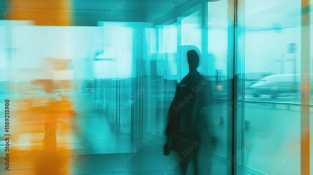 Abstract Airport Blur Shot Capturing Movement and Lines in Interior Abstract Airport Blur Shot Capturing Movement and Lines in Interior