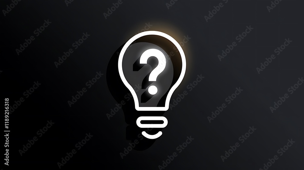Business concept image of a lightbulb with a question mark for ideas and problem solving Business concept image of a lightbulb with a question mark for ideas and problem solving