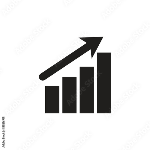 bar chart with rising exponential trend and red arrow, water price growth dynamic concept, oil reserves up trend