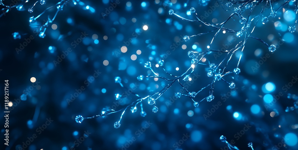Abstract Blue Sparkling Branches with Bokeh Lights Festive Elegant Background Abstract Blue Sparkling Branches with Bokeh Lights Festive Elegant Background
