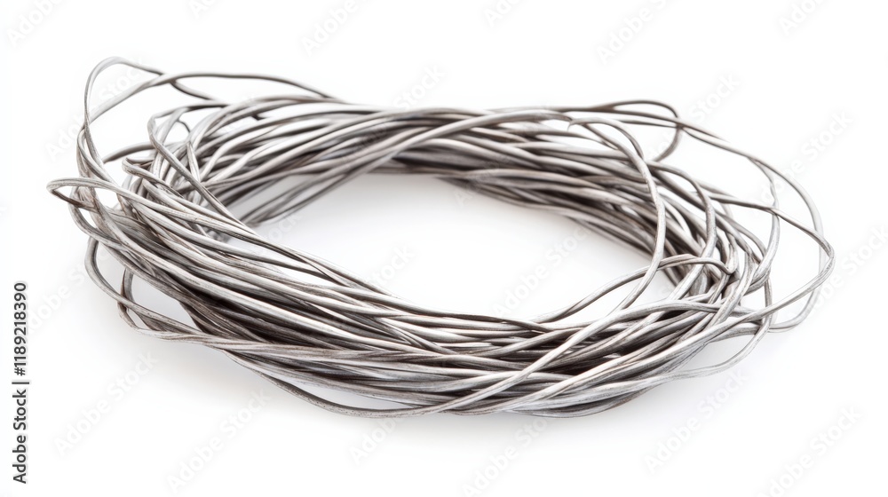 a pile of gray wires on white background