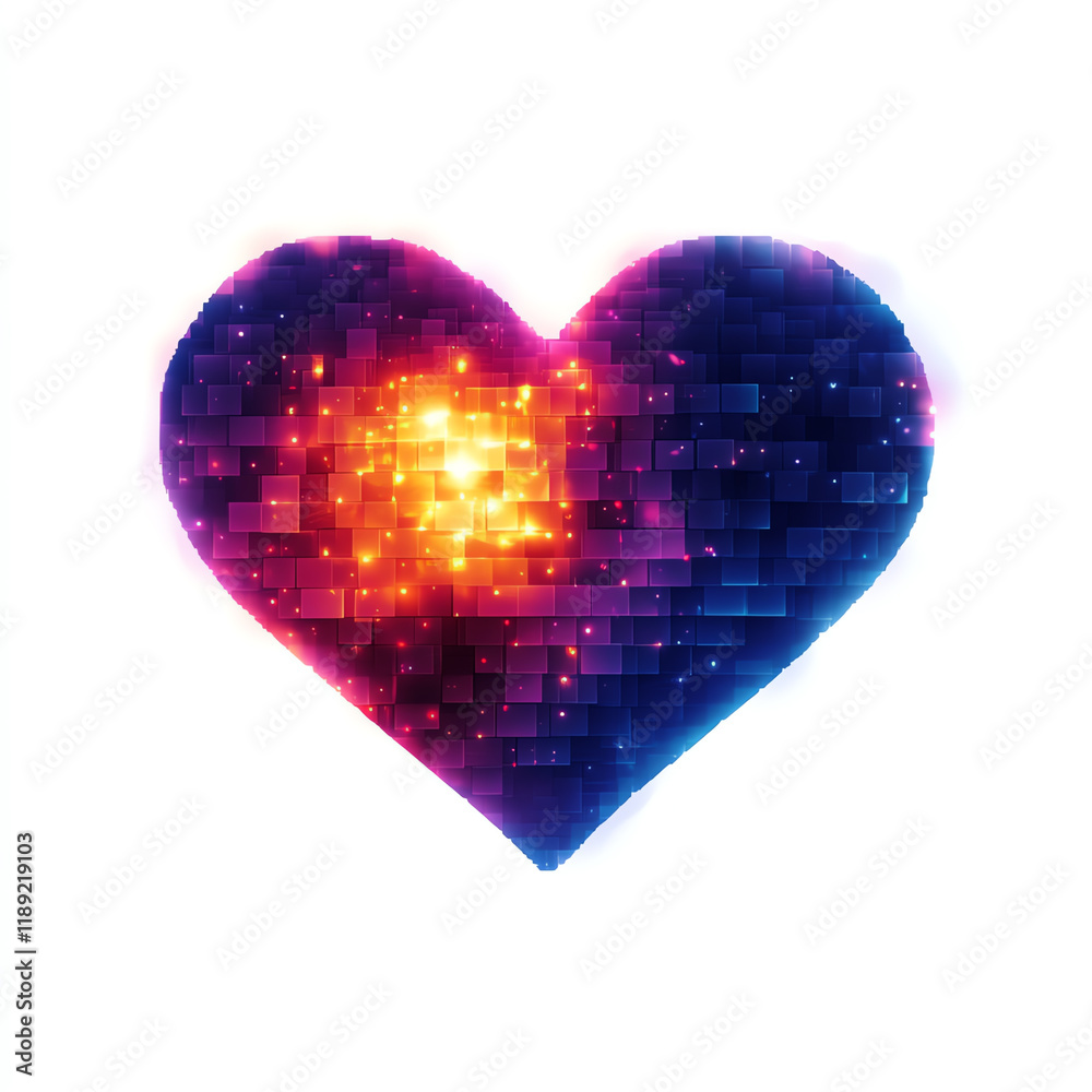 Colorful digital heart design on a white background. Colorful digital heart design on a white background.