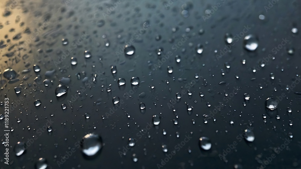 Water droplets on a dark surface creates a captivating background for business presentation material Water droplets on a dark surface creates a captivating background for business presentation material