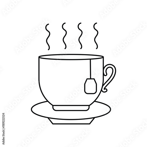 Tea lineal icon with white background vector stock illustration