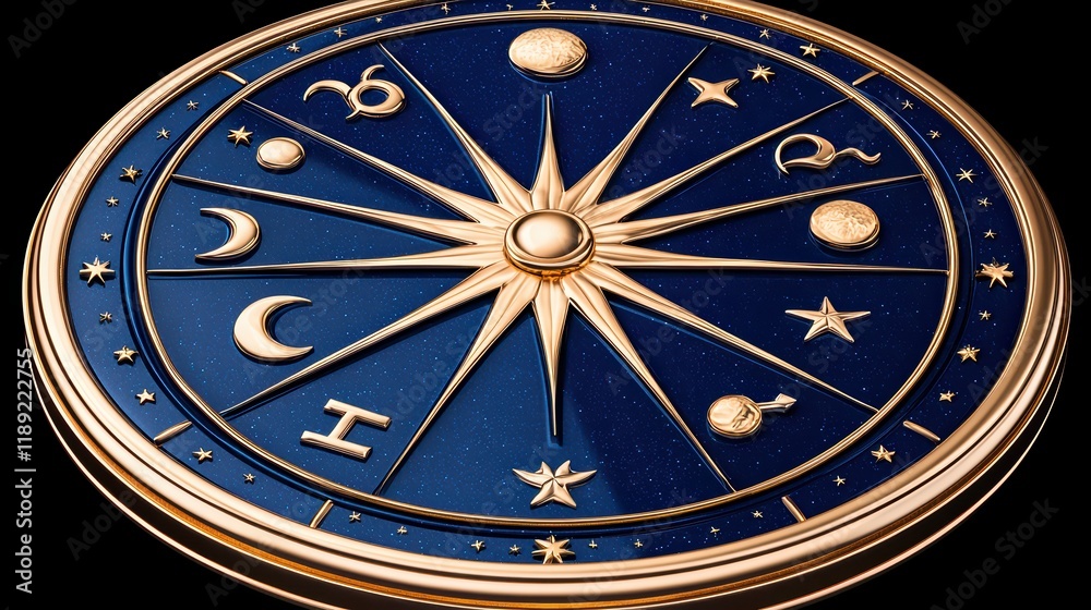 Fototapeta premium Astrological Zodiac Wheel with Symbols and Celestial Elements