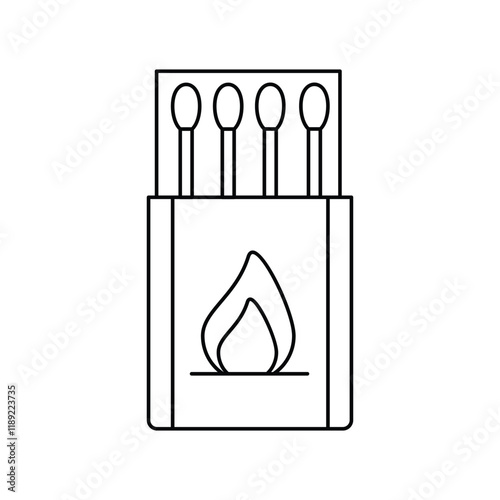 Matches lineal icon with white background vector stock illustration