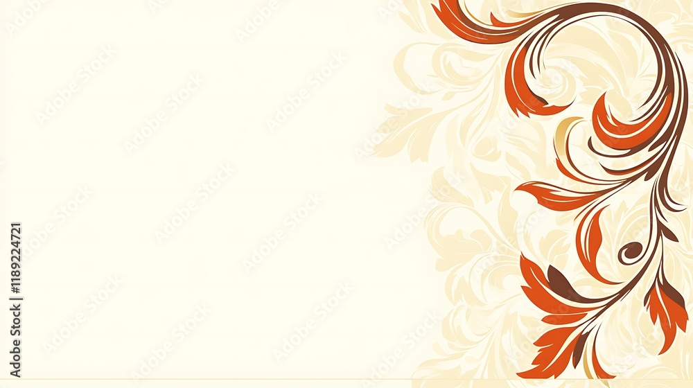 Elegant Orange and Brown Floral Design Background Elegant Orange and Brown Floral Design Background